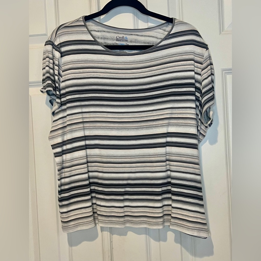 Croft & Barrow "The T" classic striped tee for women, featuring a multi-color